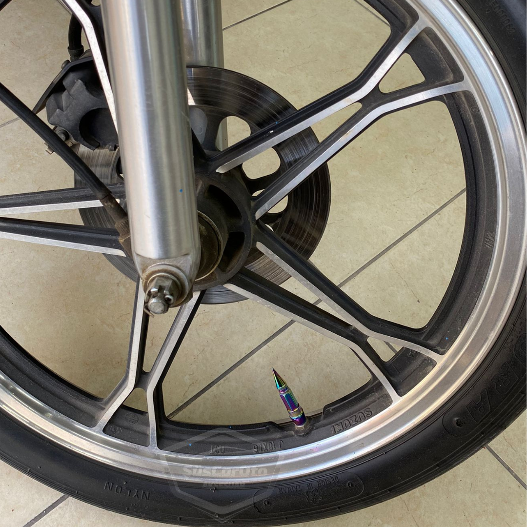 Tapa de válvula puntiaguda, tapa de válvula de bala, para coche, motocicleta, bicicleta, de metal con color camaleón, juego de 4 unidades