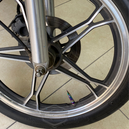 Tapa de válvula puntiaguda, tapa de válvula de bala, para coche, motocicleta, bicicleta, de metal con color camaleón, juego de 4 unidades