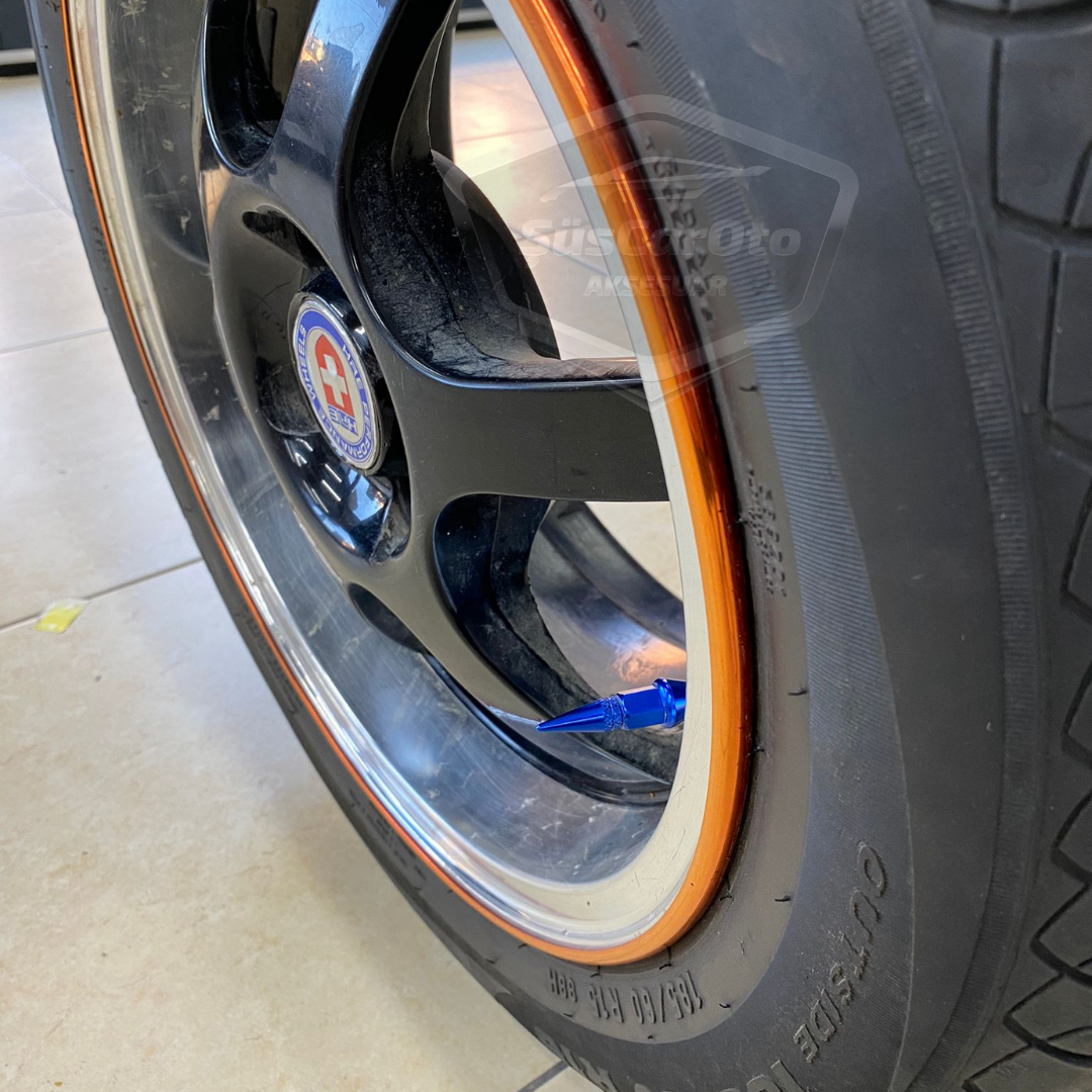 Tapa de válvula puntiaguda, tapa de válvula de bala, juego de 4 unidades de metal azul para coche, motocicleta y bicicleta