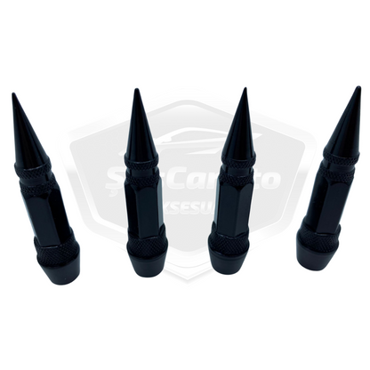 Tapa de válvula puntiaguda Tapa de válvula de bala Coche Motocicleta Bicicleta Metal Juego de 4 piezas Negro