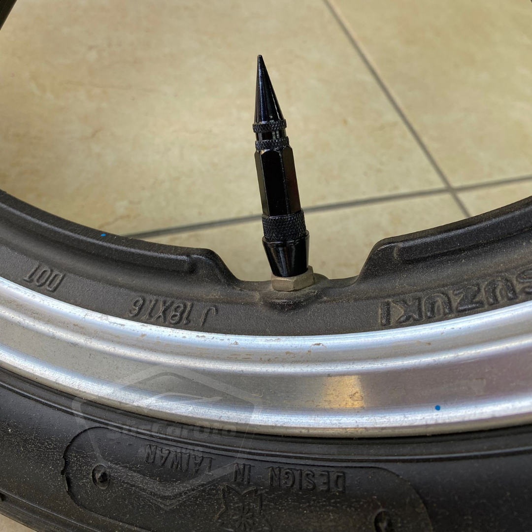 Tapa de válvula puntiaguda Tapa de válvula de bala Coche Motocicleta Bicicleta Metal Juego de 4 piezas Negro