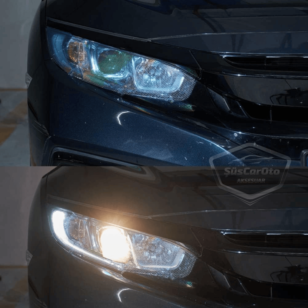 Película de faro holográfica negra con patrón de panal, protector de arañazos para faros, lámina de 100 x 30 cm ONP1001