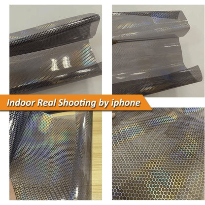 Película de faro holográfica negra con patrón de panal, protector de arañazos para faros, lámina de 100 x 30 cm ONP1001