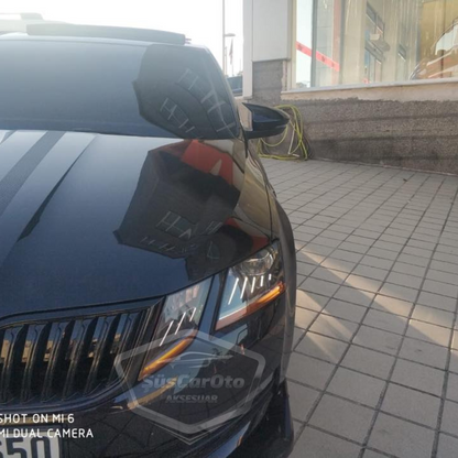 Skoda Octavia 2013-2020 Tapa de Espejo Retrovisor Batman Murciélago Negro Piano Plástico ABS