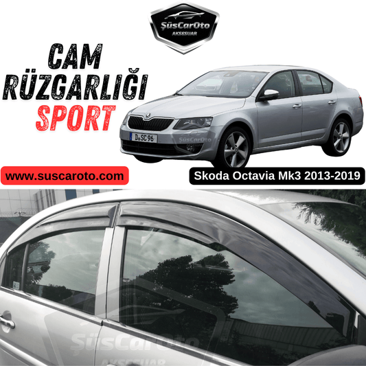 Deflectores de viento Mugen para ventanas Skoda Octavia Mk3 2013-2019, juego de 4, negro piano, importado, brillante