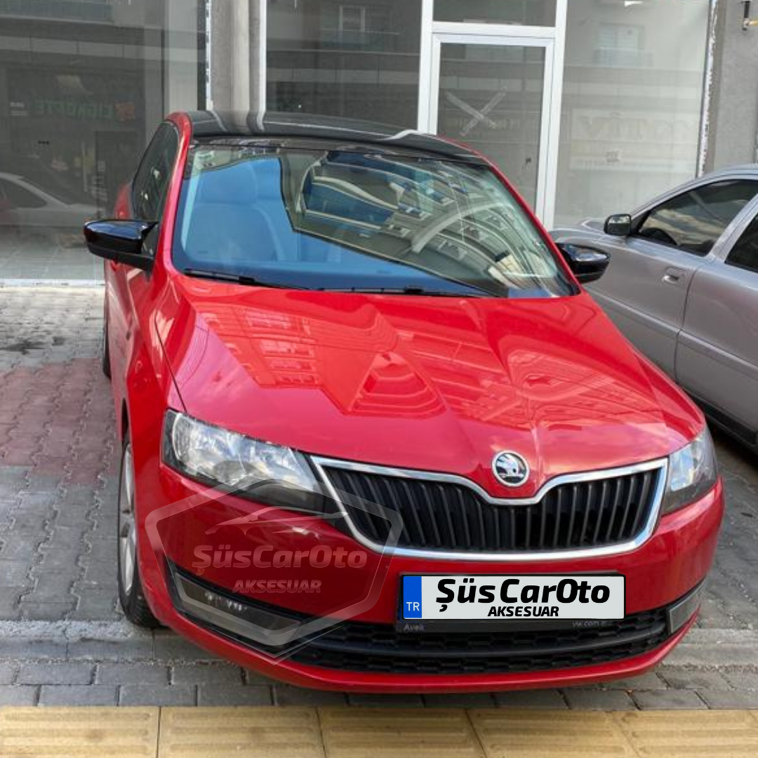 Cubierta de espejo Batman Bat compatible con Skoda Rapid 2015-2017 con intermitente, plástico ABS negro piano