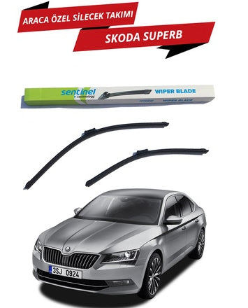 Juego de limpiaparabrisas delanteros planos Sentinel para coche Skoda Superb 2015 en adelante (derecho e izquierdo)