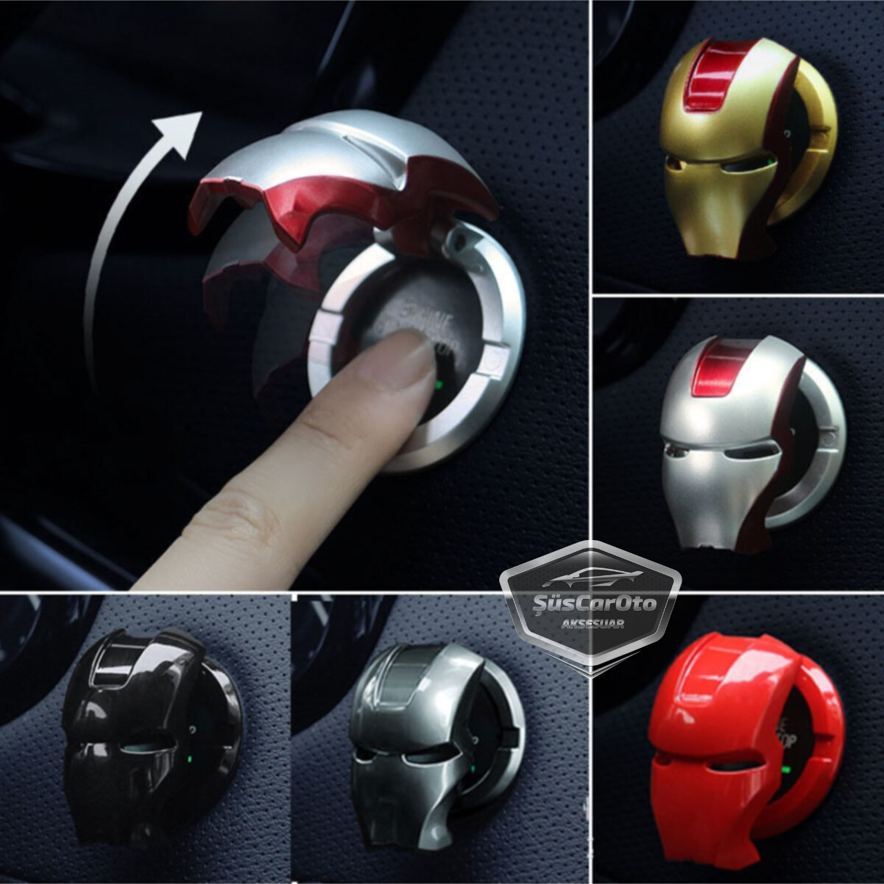Tapa de botón de arranque/parada Iron Man, protector decorativo de metal para botón, aleación especial de zinc, cromo