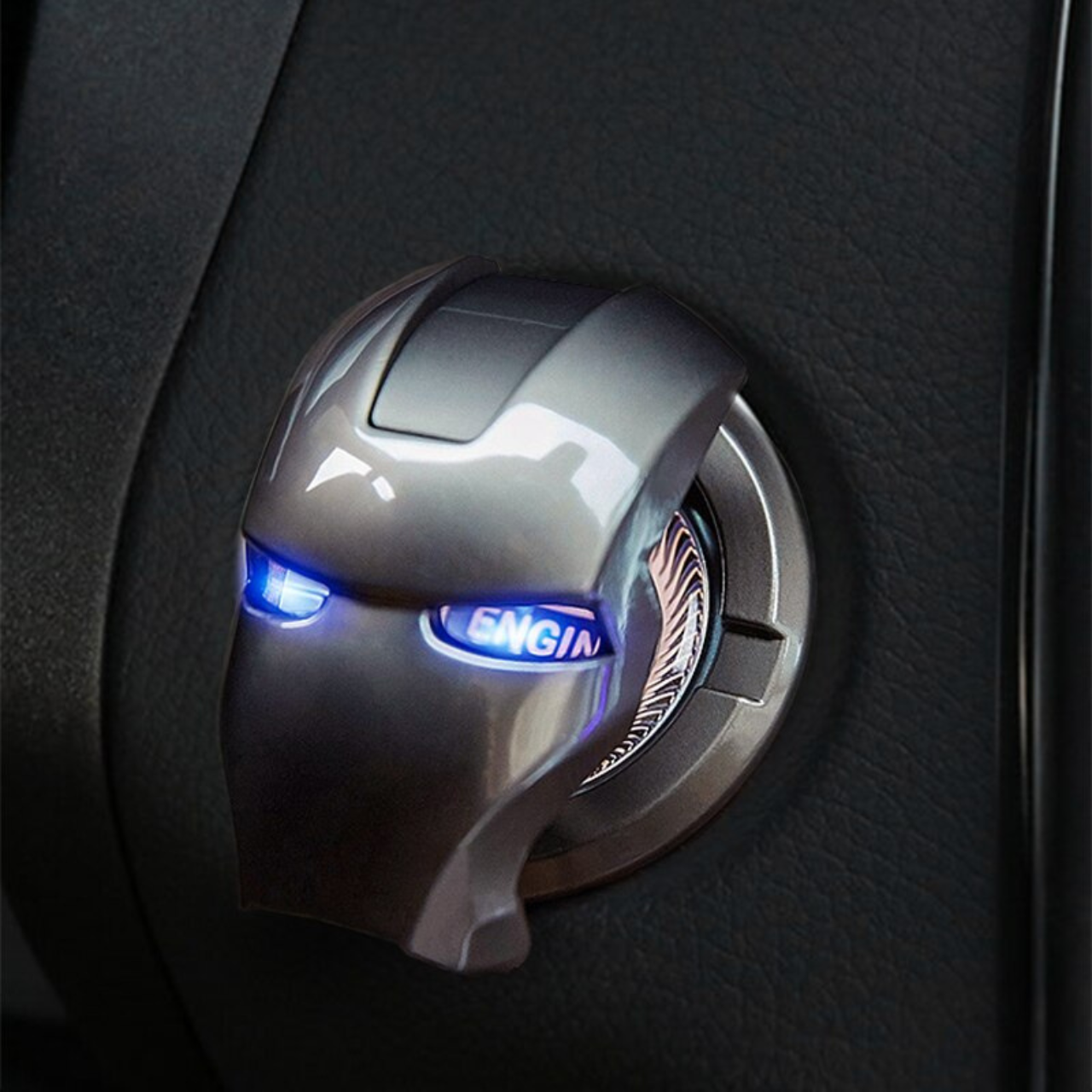 Tapa de botón Start Stop Iron Man de metal, protector de botón decorativo especial de aleación de zinc carbono