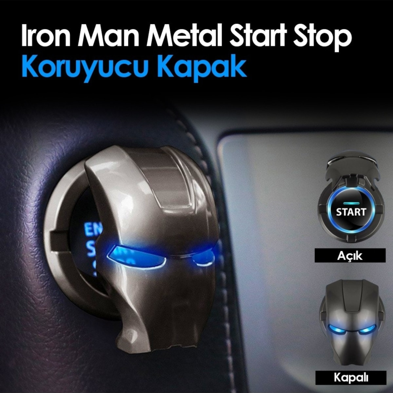 Tapa de botón de arranque y parada Iron Man Protector de botón de metal Decorativo Aleación de zinc especial Rojo