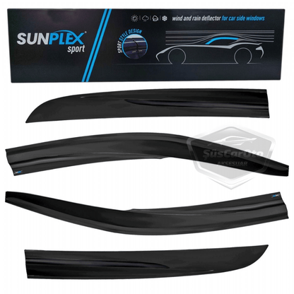 Sunplex Citroen C Elysee 2012-2023 Set de deflectores de ventana deportivos compatibles Piano Black 4 piezas Negro brillante