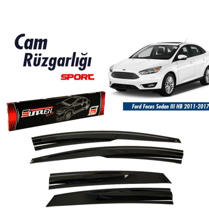 SUNPLEX Ford Focus 3 Hb/Sedan 2011-2017 Deflectores Deportivos de Ventana 4 Piezas