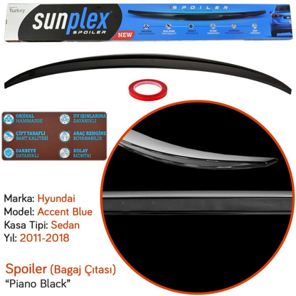 Sunplex Hyundai Accent Blue Alerón trasero Negro Piano 2011-2018