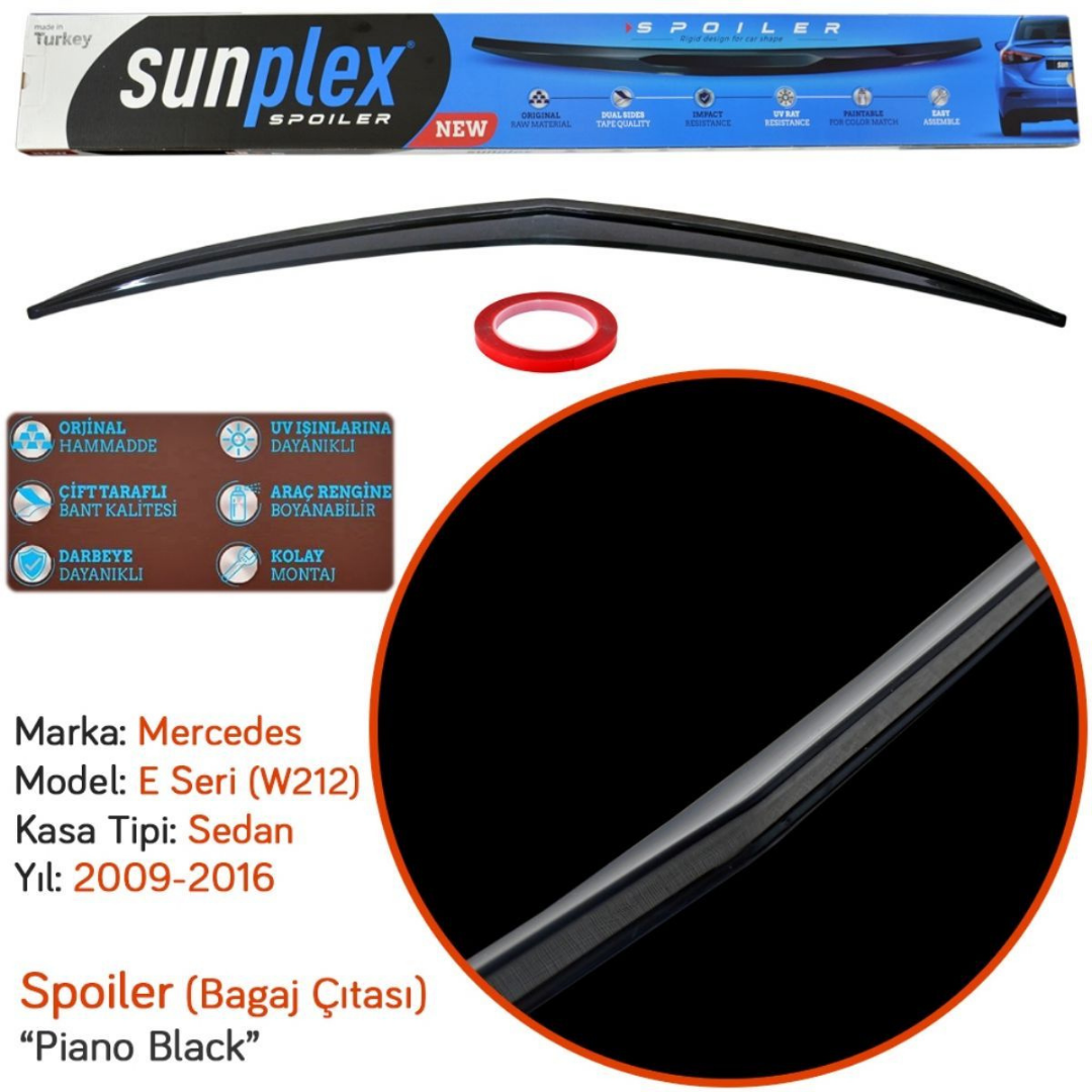 Spoiler de Maletero Sunplex para Mercedes Clase E W212 Negro Piano 2009-2016