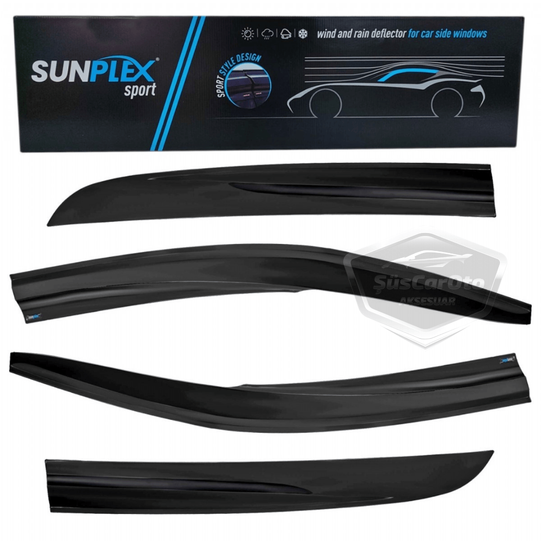 Juego de deflectores de viento deportivos Sunplex Peugeot 301 2012-2021, compatible, Piano Black, 4 piezas, negro brillante