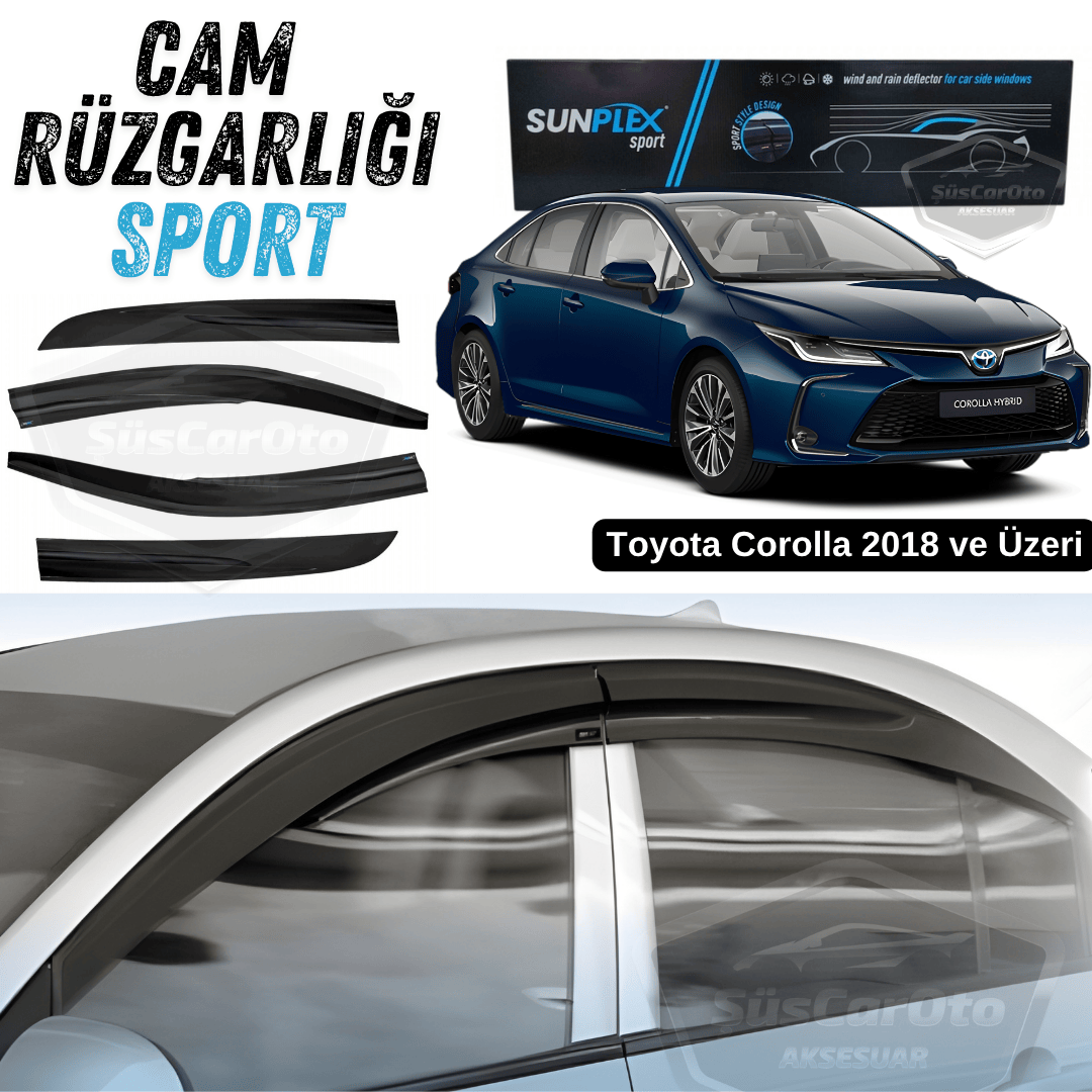 Juego de deflectores de viento deportivos Sunplex Toyota Corolla 2018 en adelante E210, compatible, negro piano, 4 piezas, negro brillante
