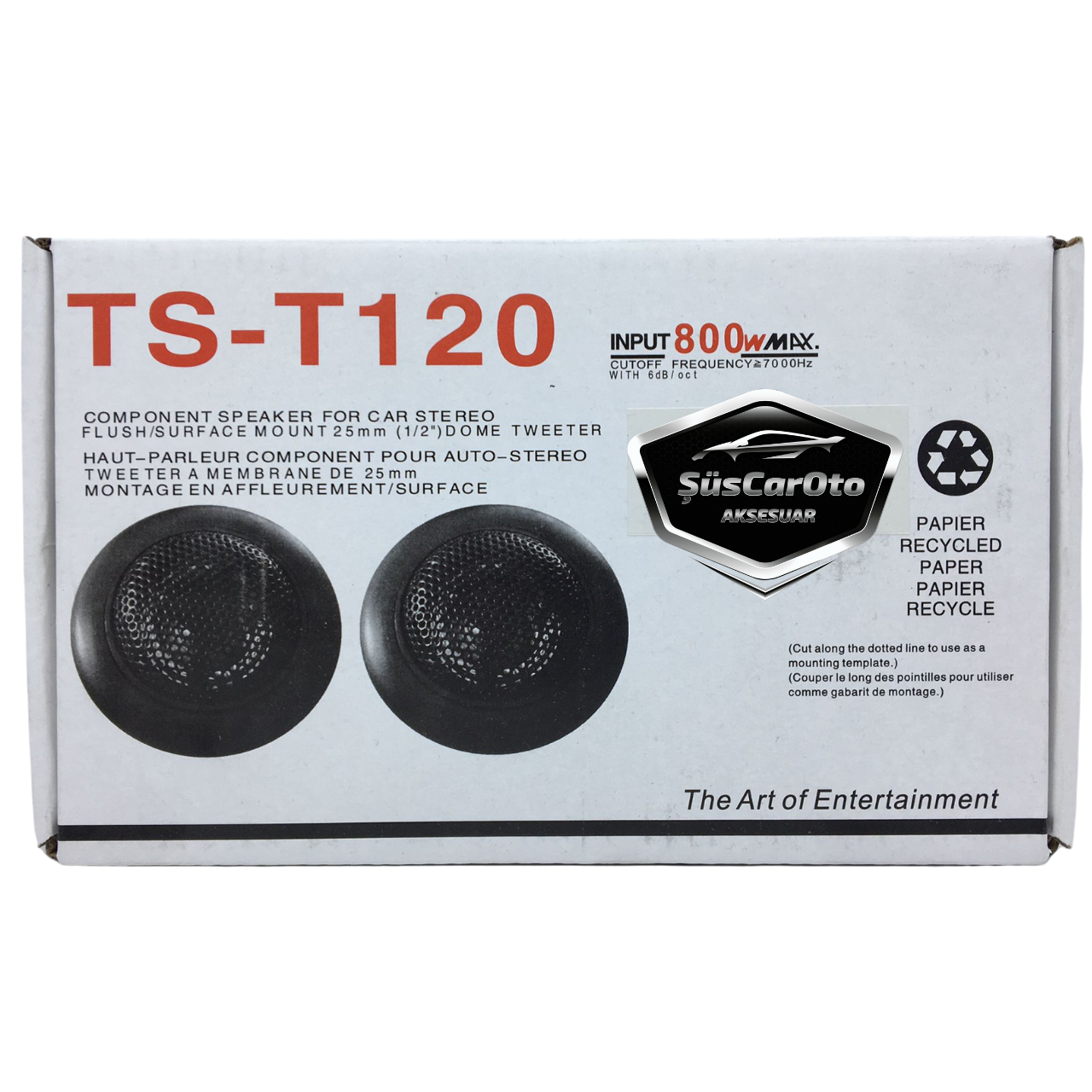 ŞüsCarOto TS-T120 Tweeter de Coche con Tapa Pequeño Altavoz 800W Juego de 2