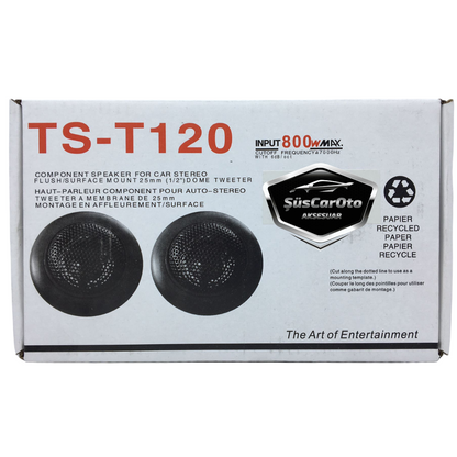 ŞüsCarOto TS-T120 Tweeter de Coche con Tapa Pequeño Altavoz 800W Juego de 2