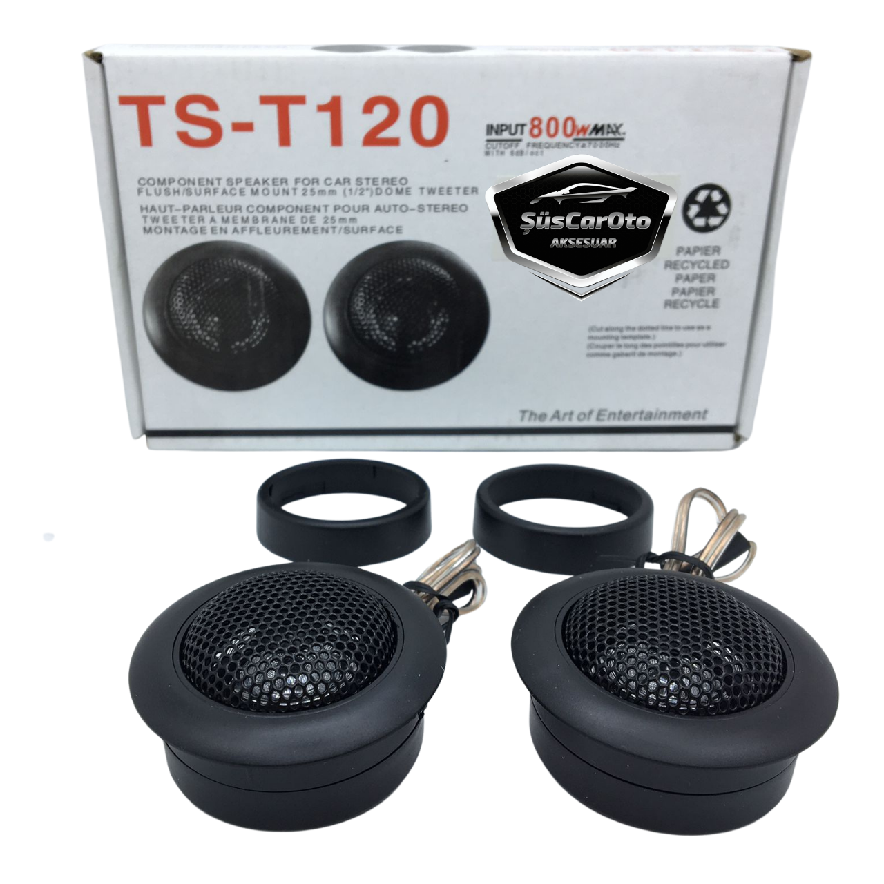 ŞüsCarOto TS-T120 Tweeter de Coche con Tapa Pequeño Altavoz 800W Juego de 2