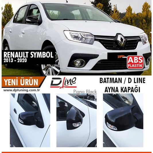 Renault Symbol 2013-2020 Tapa de Espejo Retrovisor Murciélago Piano Negro Plástico ABS