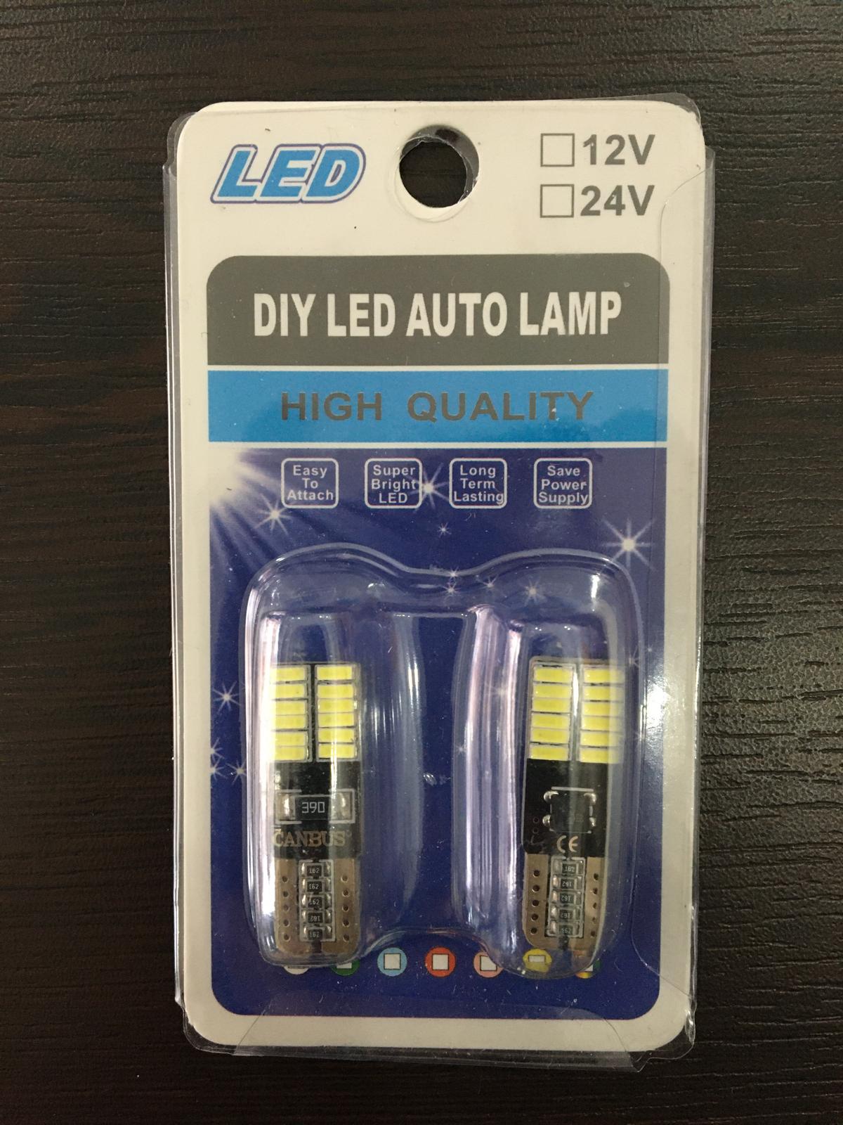 Bombilla LED T10 sin casquillo 24 ledes luz de posición blanca 12V Cob Led SMD Canbus