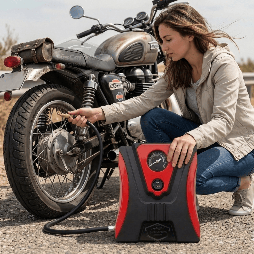 Taşınabilir Oto Hava Kompresörü Araç Hava Pompası 12V Mini Lastik Bot Şişirme Çakmaklık Girişli Basınç Göstergeli 150 PSİ 60W