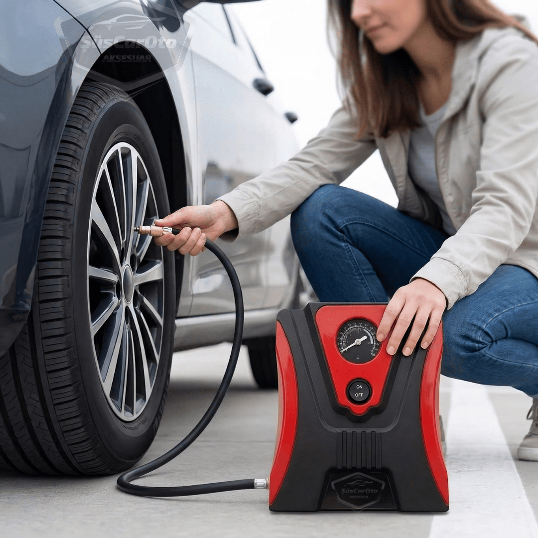 Taşınabilir Oto Hava Kompresörü Araç Hava Pompası 12V Mini Lastik Bot Şişirme Çakmaklık Girişli Basınç Göstergeli 150 PSİ 60W