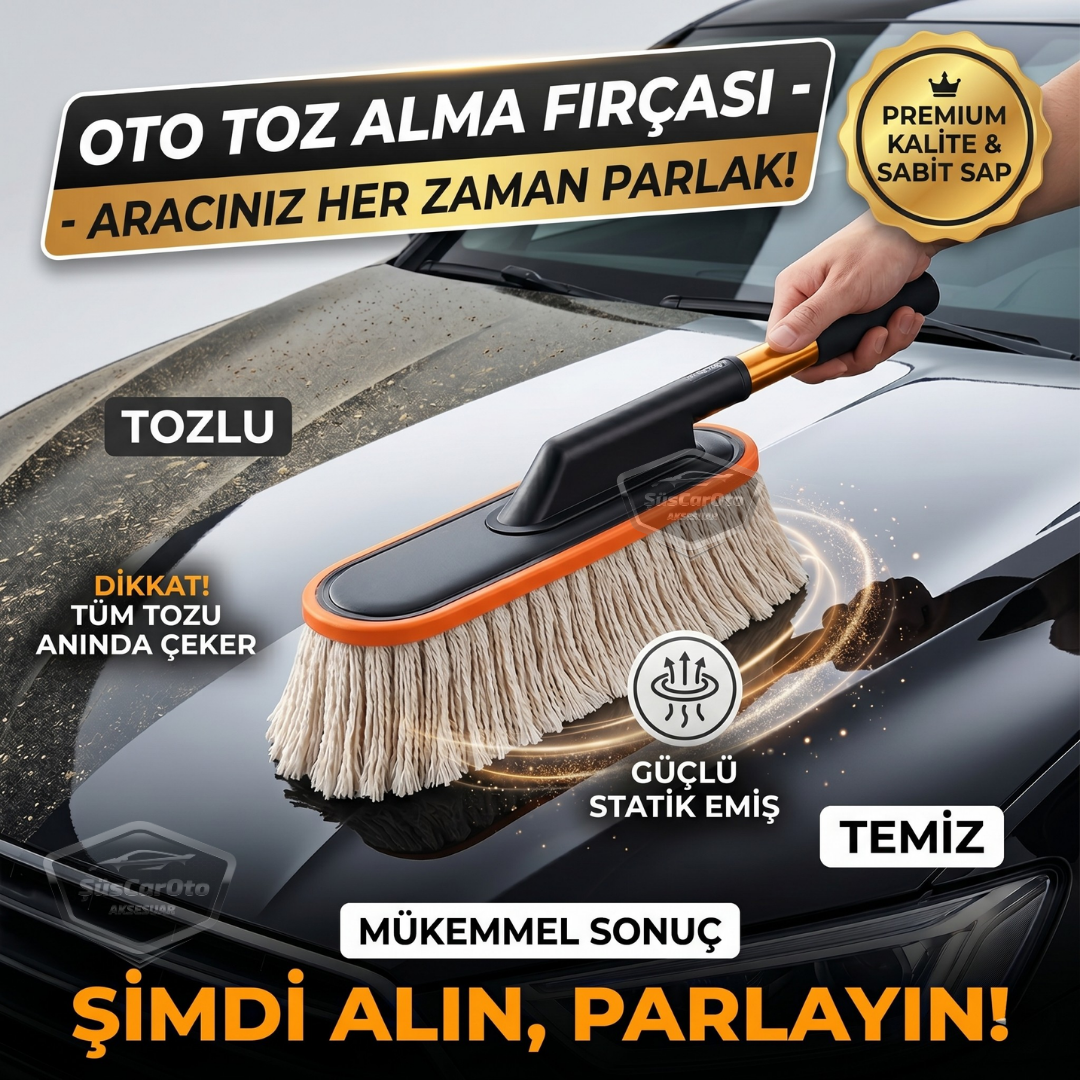 Teleskopik Uzun Saplı Cilalı Araba Temizleme Püskülü 1.Sınıf Oto Toz Alma Fırçası Detay Mopu Mikrofiber Çizmez Pamuk İplik