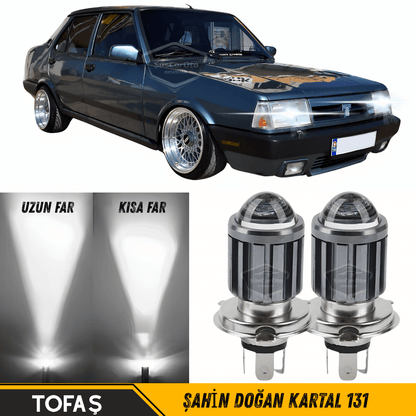 Tofaş Şahin Doğan Kartal 131 Uyumlu Mercekli Far Ampulü Led Xenon Beyaz Renk Far Şimşek Etkili CSP Led Lamba Uzun Kısa 2 Adet Takım