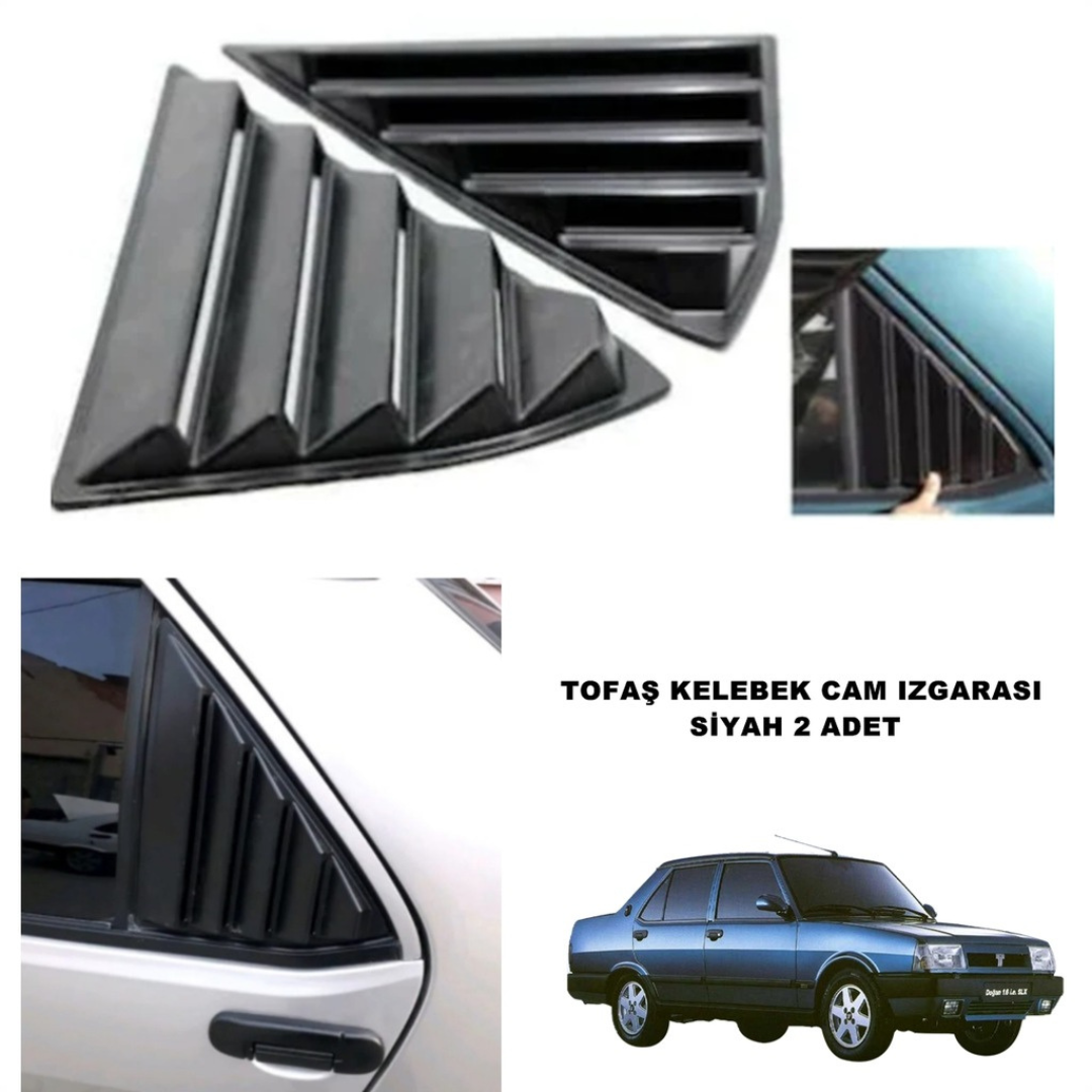 Rejilla de ventilación de ventana de mariposa Tofaş Şahin Doğan Kartal, visera de ventana de mariposa, juego de ventilación derecha e izquierda, negro mate, 2 piezas