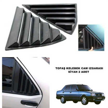 Rejilla de ventilación de ventana de mariposa Tofaş Şahin Doğan Kartal, visera de ventana de mariposa, juego de ventilación derecha e izquierda, negro mate, 2 piezas