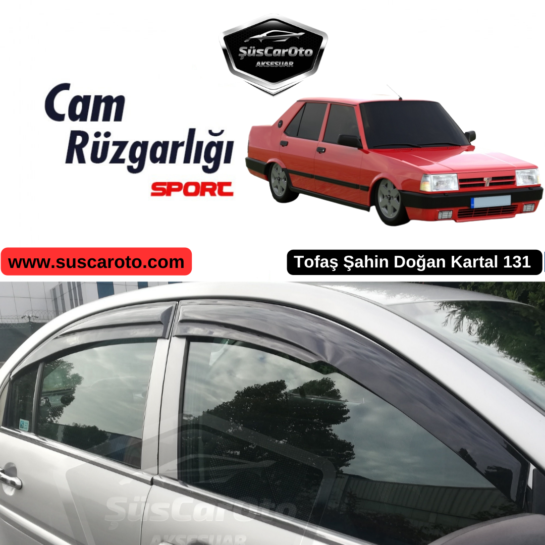 Juego de deflectores de viento Mugen para ventanas Tofaş Şahin Doğan Kartal 131, negro piano, 4 unidades, importados