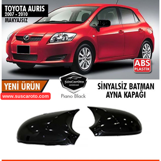 Cubierta de espejo retrovisor tipo Batman para Toyota Auris E150 2006-2010, sin señal de giro, plástico ABS negro piano