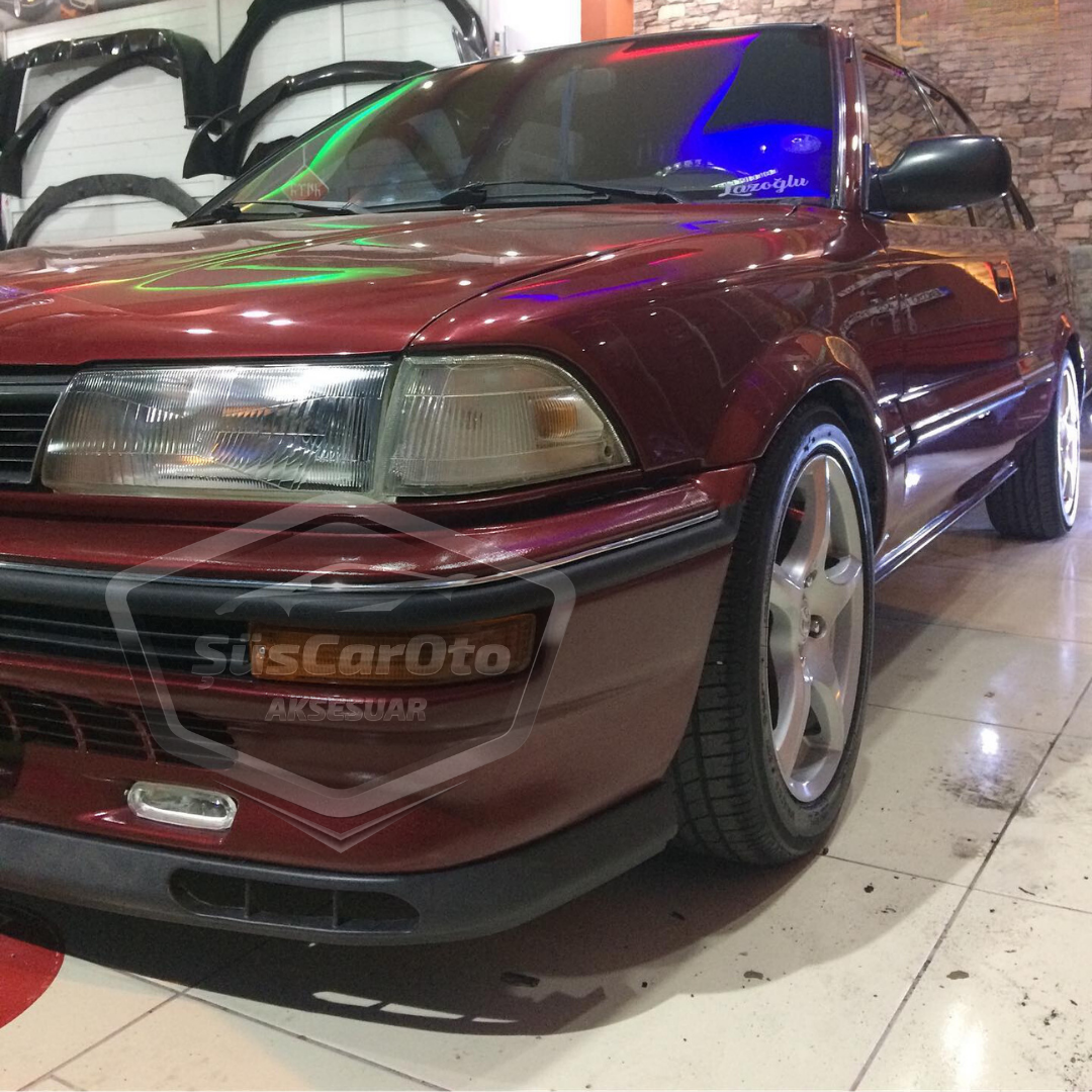 Toyota Corolla 1987-1992 (modelo "Fındık Kasa") Universal Laguna Lip Flexible Spoiler Delantero 2 Piezas Faldón Deflector Parachoques Inferior