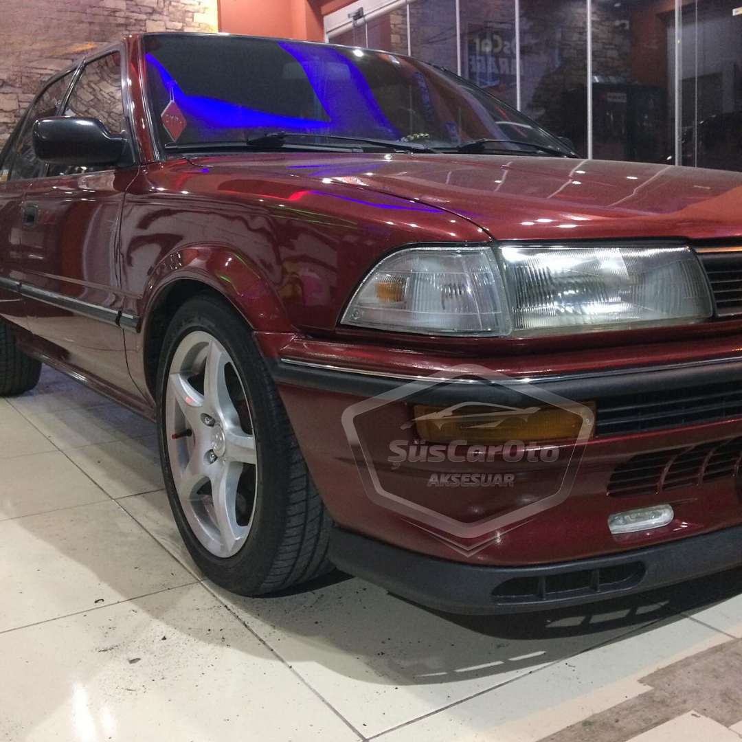 Toyota Corolla 1987-1992 (modelo "Fındık Kasa") Universal Laguna Lip Flexible Spoiler Delantero 2 Piezas Faldón Deflector Parachoques Inferior