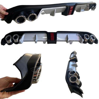 Difusor trasero negro/gris con pestañas para Toyota Corolla 2018 E210 en adelante, con 4 salidas de escape cromadas, añadido para paragolpes trasero, importado, 1.ª clase.