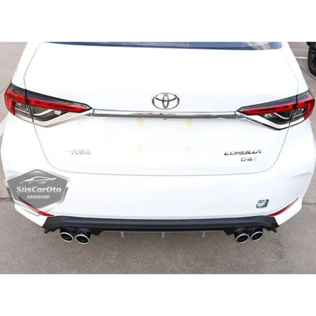 Difusor trasero negro/gris con pestañas para Toyota Corolla 2018 E210 en adelante, con 4 salidas de escape cromadas, añadido para paragolpes trasero, importado, 1.ª clase.