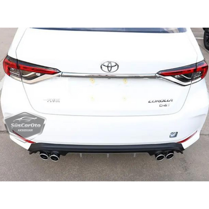 Difusor trasero negro/gris con pestañas para Toyota Corolla 2018 E210 en adelante, con 4 salidas de escape cromadas, añadido para paragolpes trasero, importado, 1.ª clase.