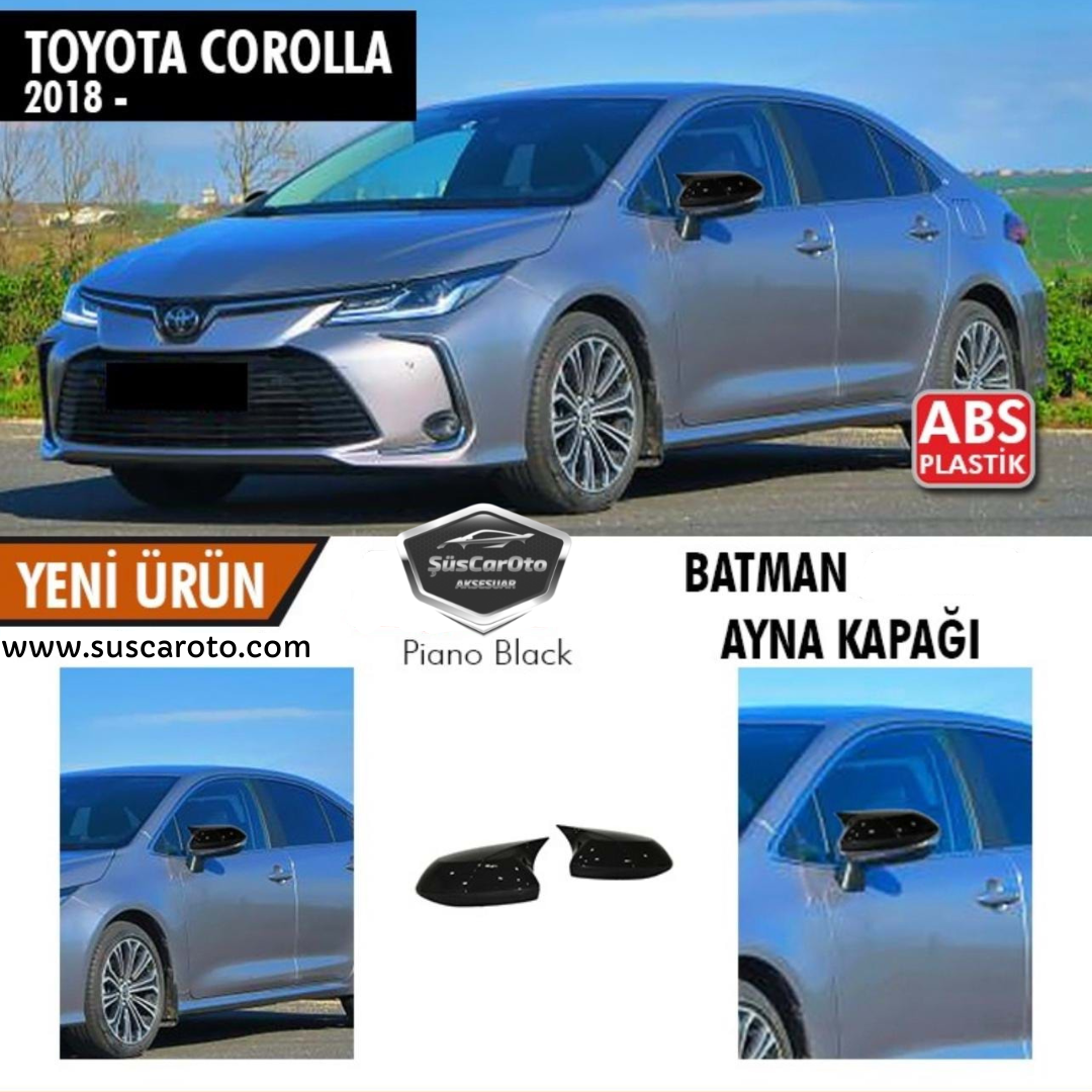Toyota Corolla 2018 y posterior E210 Batman Cubierta de Espejo Retrovisor Murciélago Negro Piano Plástico ABS