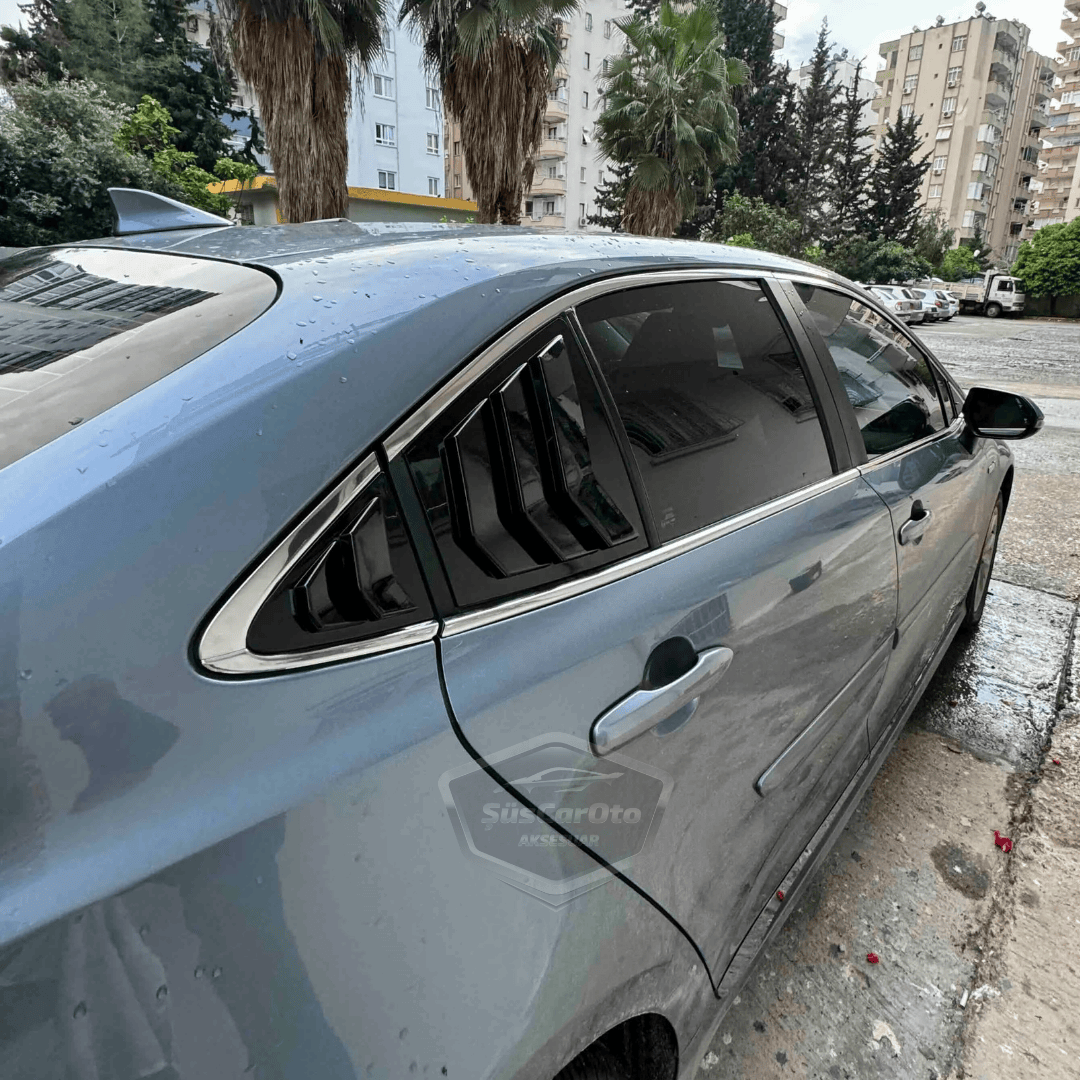 Toyota Corolla 2018 en adelante E210 Compatible Rejilla de ventanilla deflectora Visor de ventanilla deflectora Importado Ventilación Izquierda Derecha Juego Negro Brillante 1.ª Calidad