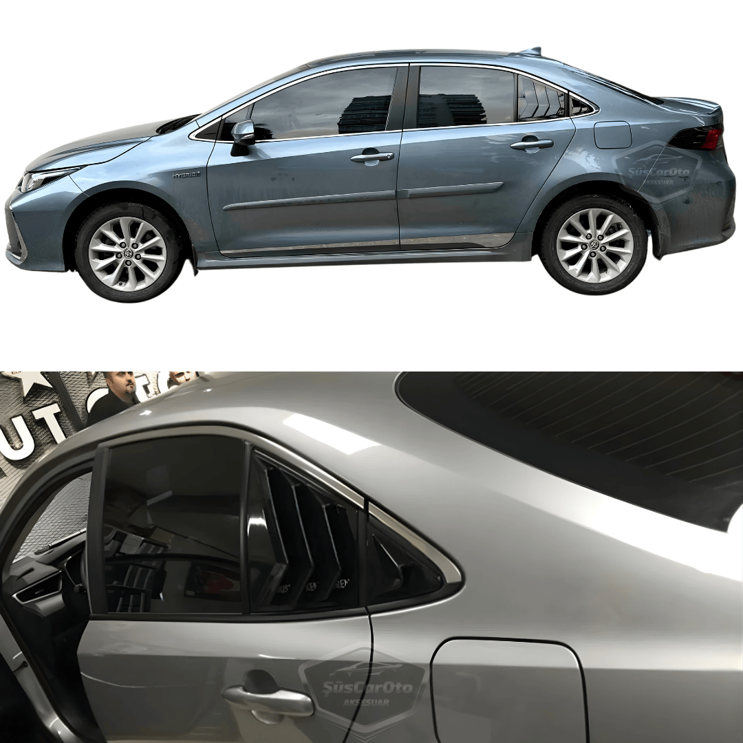 Toyota Corolla 2018 en adelante E210 Compatible Rejilla de ventanilla deflectora Visor de ventanilla deflectora Importado Ventilación Izquierda Derecha Juego Negro Brillante 1.ª Calidad