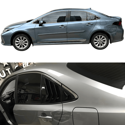 Toyota Corolla 2018 en adelante E210 Compatible Rejilla de ventanilla deflectora Visor de ventanilla deflectora Importado Ventilación Izquierda Derecha Juego Negro Brillante 1.ª Calidad