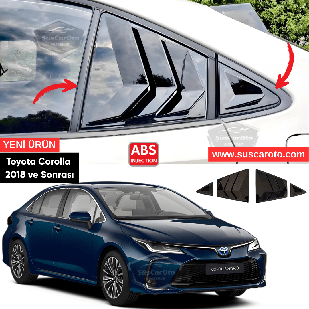 Toyota Corolla 2018 en adelante E210 Compatible Rejilla de ventanilla deflectora Visor de ventanilla deflectora Importado Ventilación Izquierda Derecha Juego Negro Brillante 1.ª Calidad