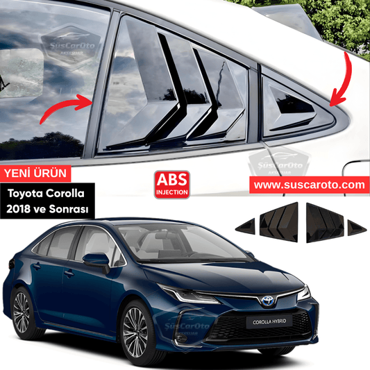 Toyota Corolla 2018 en adelante E210 Compatible Rejilla de ventanilla deflectora Visor de ventanilla deflectora Importado Ventilación Izquierda Derecha Juego Negro Brillante 1.ª Calidad