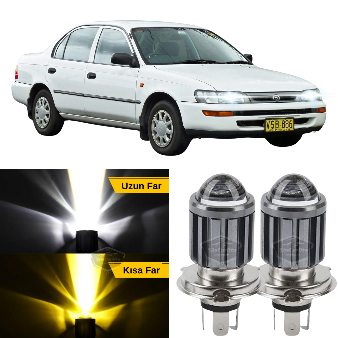 Bombilla de faro LED de xenón de doble color amarillo-blanco compatible con Toyota Corolla AE101 Efsane Kasa 1991-1998, lámpara LED CSP de efecto de flash, luces de carretera y de cruce, 2 unidades