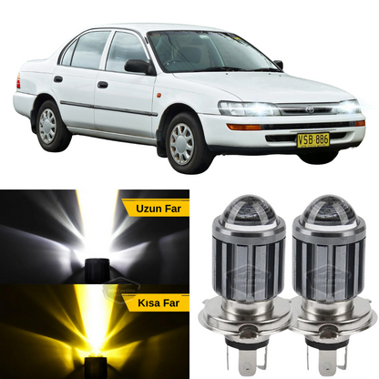 Bombilla de faro LED de xenón de doble color amarillo-blanco compatible con Toyota Corolla AE101 Efsane Kasa 1991-1998, lámpara LED CSP de efecto de flash, luces de carretera y de cruce, 2 unidades