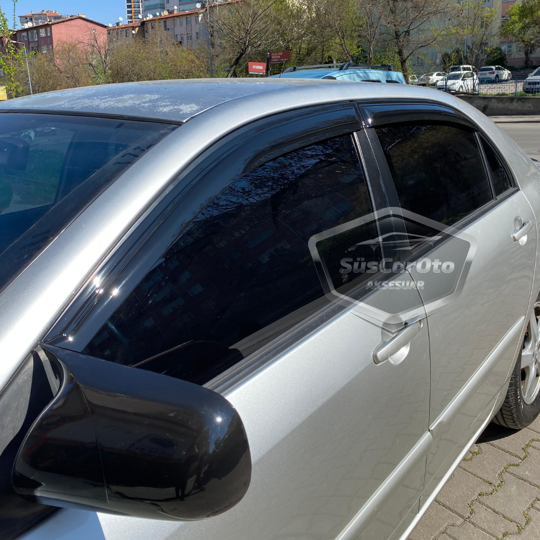 Toyota Corolla E120 2002-2006 Compatible con Sedán Juego de deflectores de ventana Mugen Negro Piano 4 piezas Importado