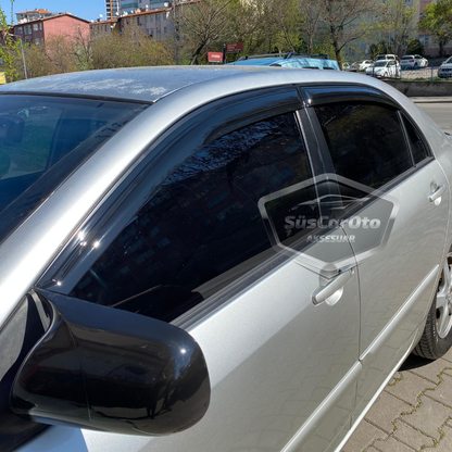 Toyota Corolla E120 2002-2006 Compatible con Sedán Juego de deflectores de ventana Mugen Negro Piano 4 piezas Importado