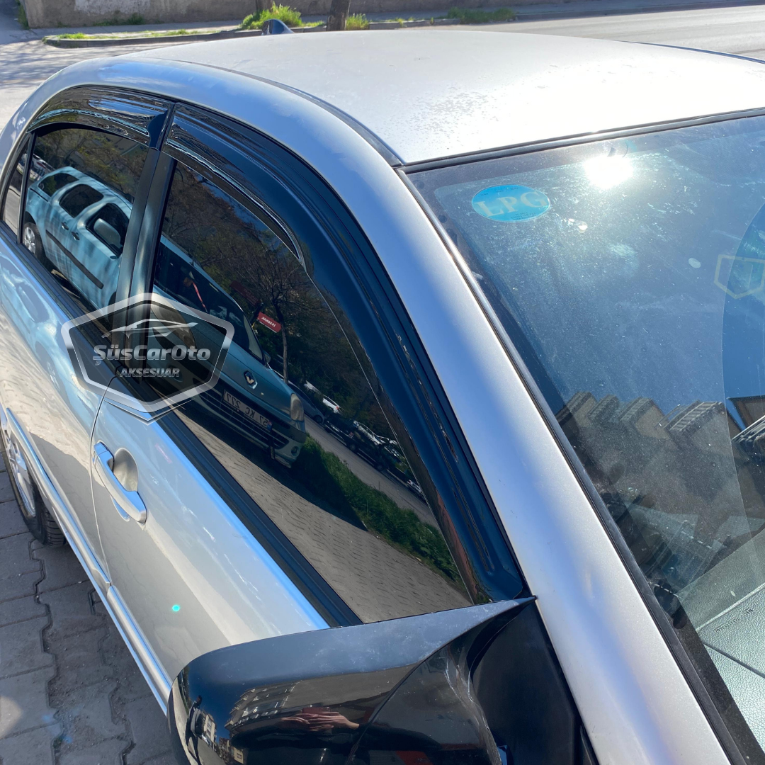 Toyota Corolla E120 2002-2006 Compatible con Sedán Juego de deflectores de ventana Mugen Negro Piano 4 piezas Importado
