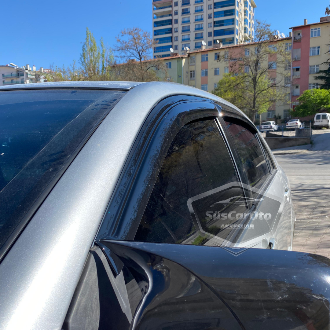 Toyota Corolla E120 2002-2006 Compatible con Sedán Juego de deflectores de ventana Mugen Negro Piano 4 piezas Importado